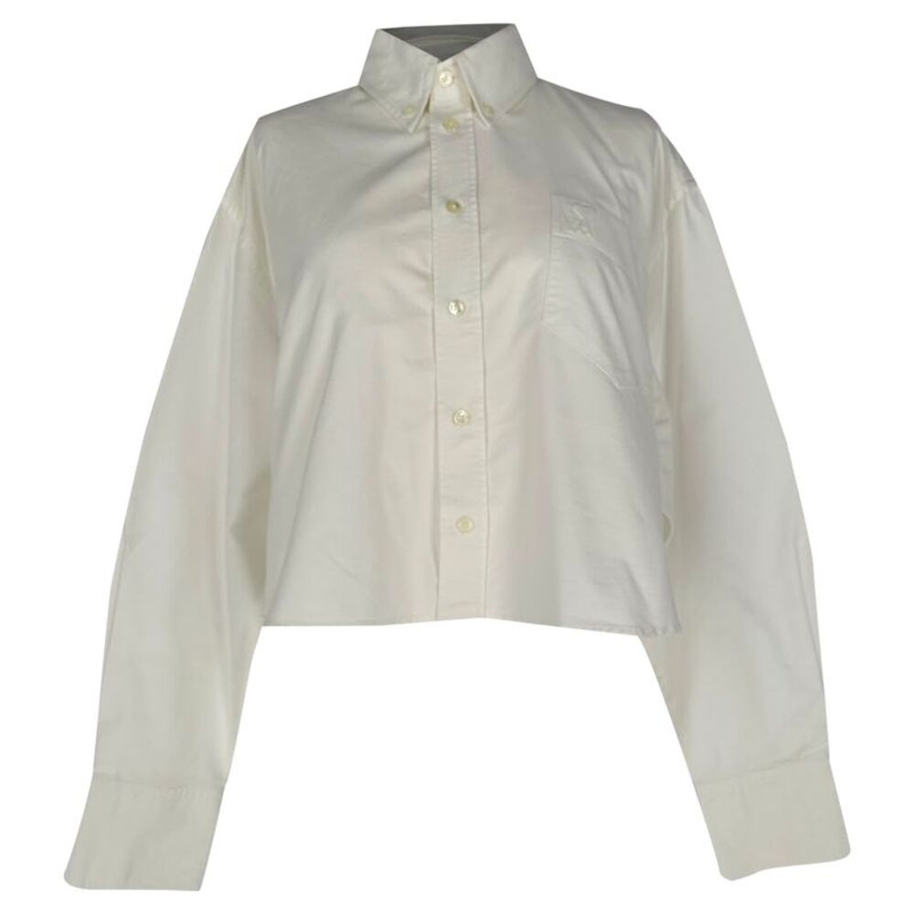 Ami Ami de Coeur Cropped Shirt in White Cotton